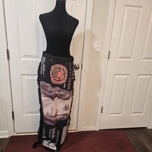 Blush Mark Black and Pink Graphic Maxi Skirt Size XL{B15}
